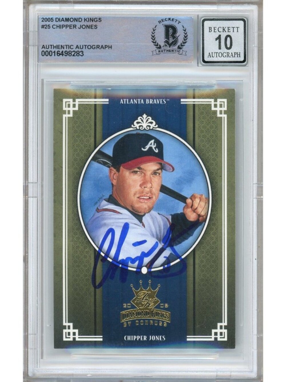 Chipper Jones Signed 2005 Diamond Kings #25 Braves Beckett BGS Auto 10 Slabbed